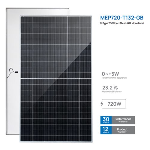پنل خورشیدی ۷۲۰ وات یکطرفه مونوکریستال N-Type مانا انرژی (MEP720-T132-GB)