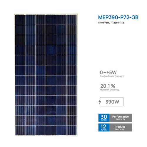 MonoPERC - 72cell - M2 Monofacial 390W Solar Panel
