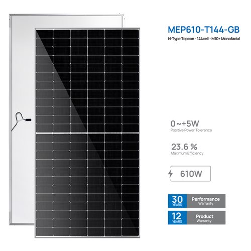 N-Type TOPCon 144cell-M10+ Monofacial 610W Solar Panel