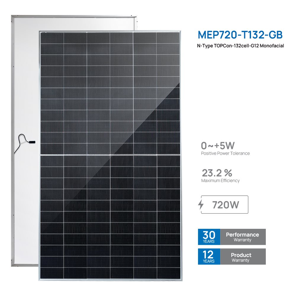 خرید پنل خورشیدی 720 وات یک طرفه مونوکریستال  N-Type + مشخصات کامل 